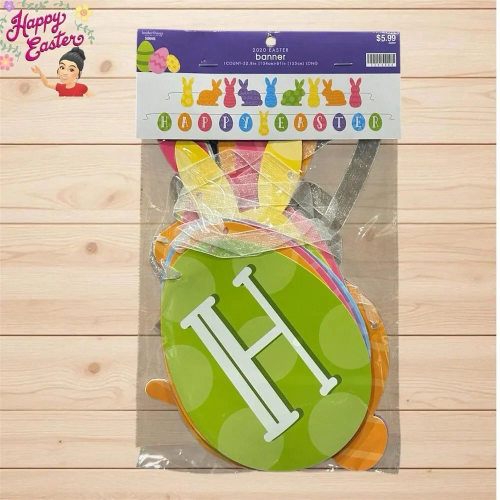 Brother/Sister Design Easter 2 Banners Happy Easter and Bunnies/Eggs